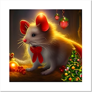 Cute little christmas mouse Posters and Art